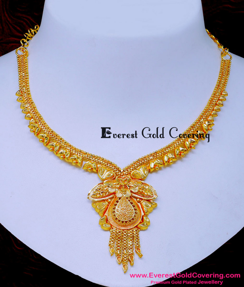 NLC1632 - Gold Plated Simple Gold Necklace Patterns for Wedding