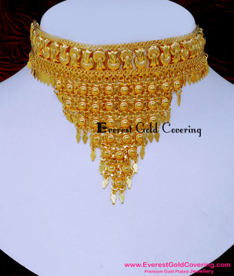 NLC1634 - Bridal Wedding Elekkathali Gold Small Necklace Designs