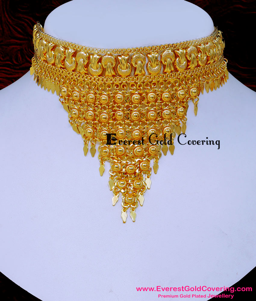 NLC1634 - Bridal Wedding Elekkathali Gold Small Necklace Designs