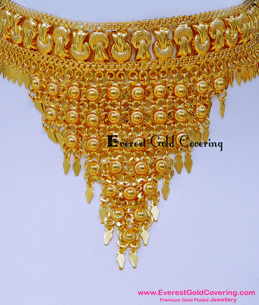 NLC1634 - Bridal Wedding Elekkathali Gold Small Necklace Designs
