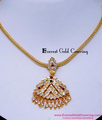 NLC1635 - Simple Gold Plated Impon Stone Necklace Online