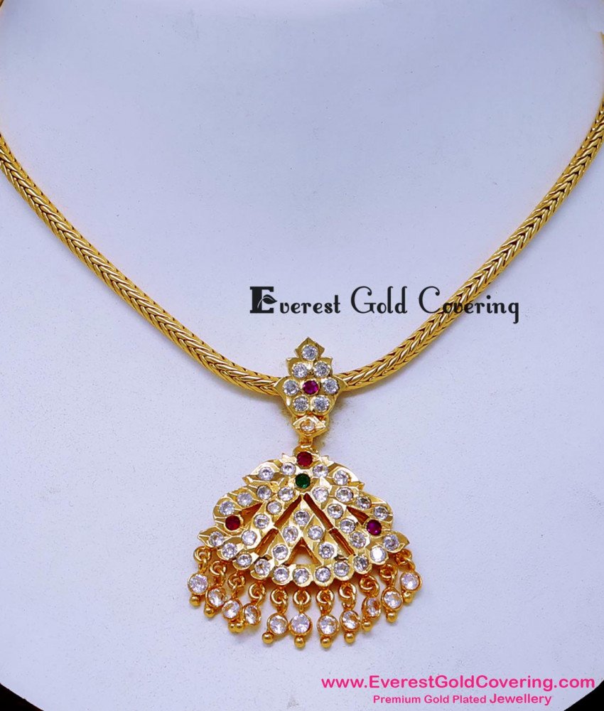 NLC1635 - Simple Gold Plated Impon Stone Necklace Online