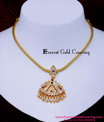 NLC1635 - Simple Gold Plated Impon Stone Necklace Online