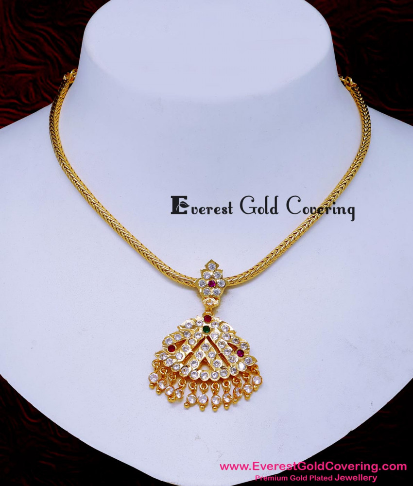 NLC1635 - Simple Gold Plated Impon Stone Necklace Online