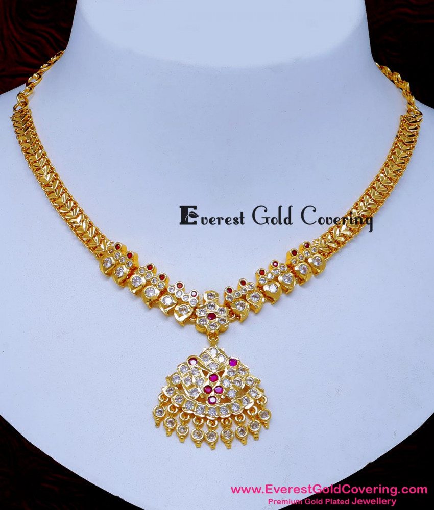 NLC1637 - Gold Plated Jewellery Impon Stone Necklace for Women