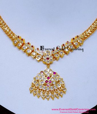 NLC1637 - Gold Plated Jewellery Impon Stone Necklace for Women