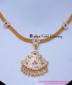 NLC1638 - Traditional Gold Like Impon Attigai Stone Necklace