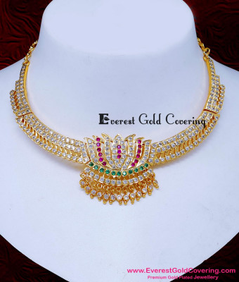 NLC1645 - Beautiful Lotus Design Impon Attigai Necklace Online