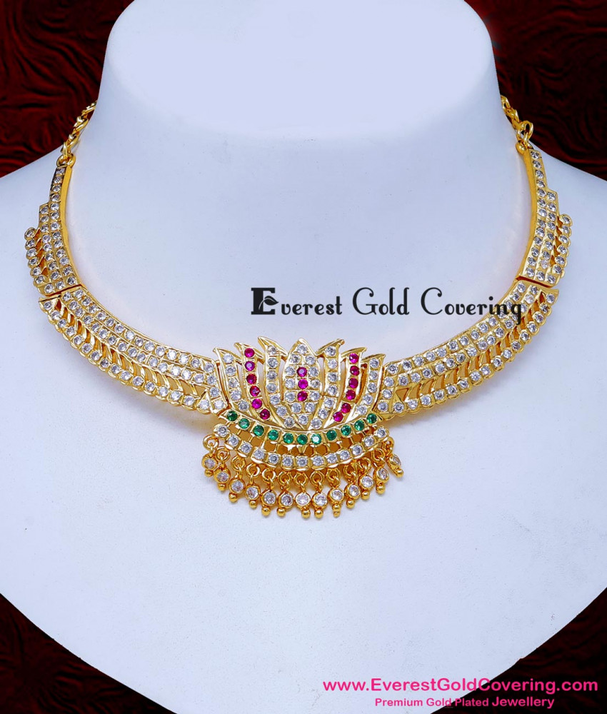 NLC1645 - Beautiful Lotus Design Impon Attigai Necklace Online