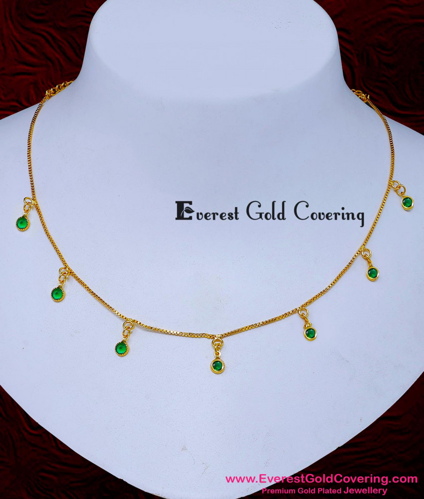 NLC1648 - New Model Green Stone Drop Necklace Designs Artificial