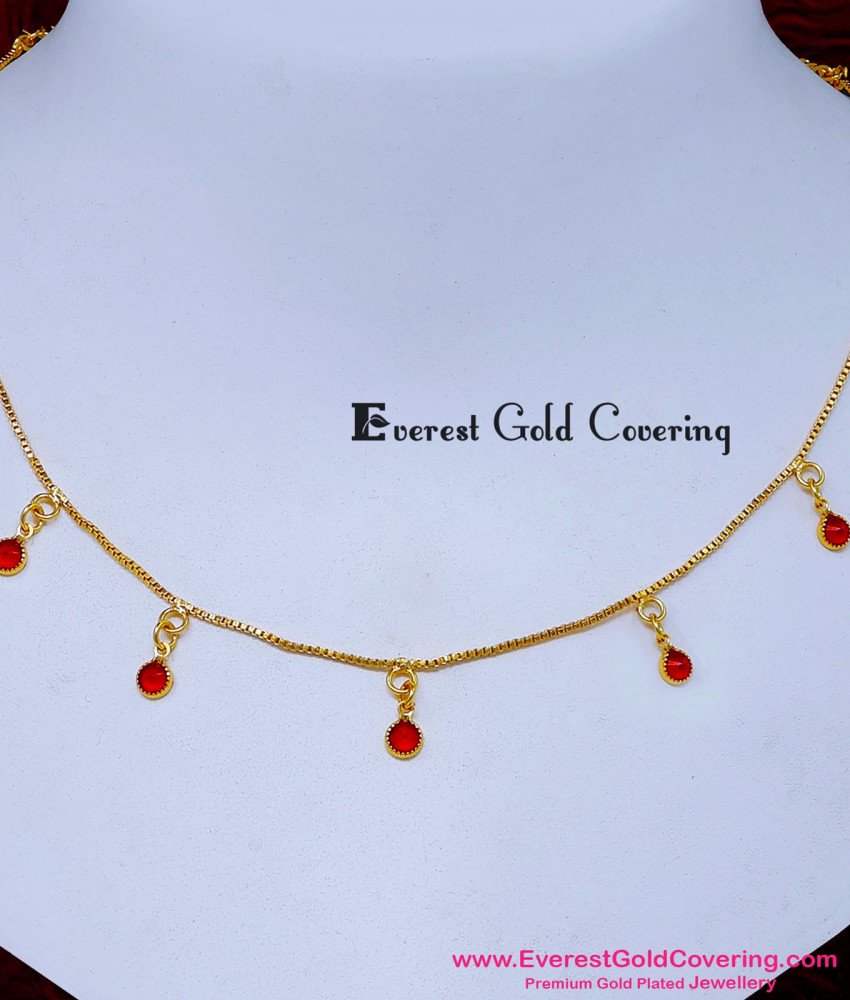 NLC1649 - Latest Light Weight Simple Red Stone Drop Necklace