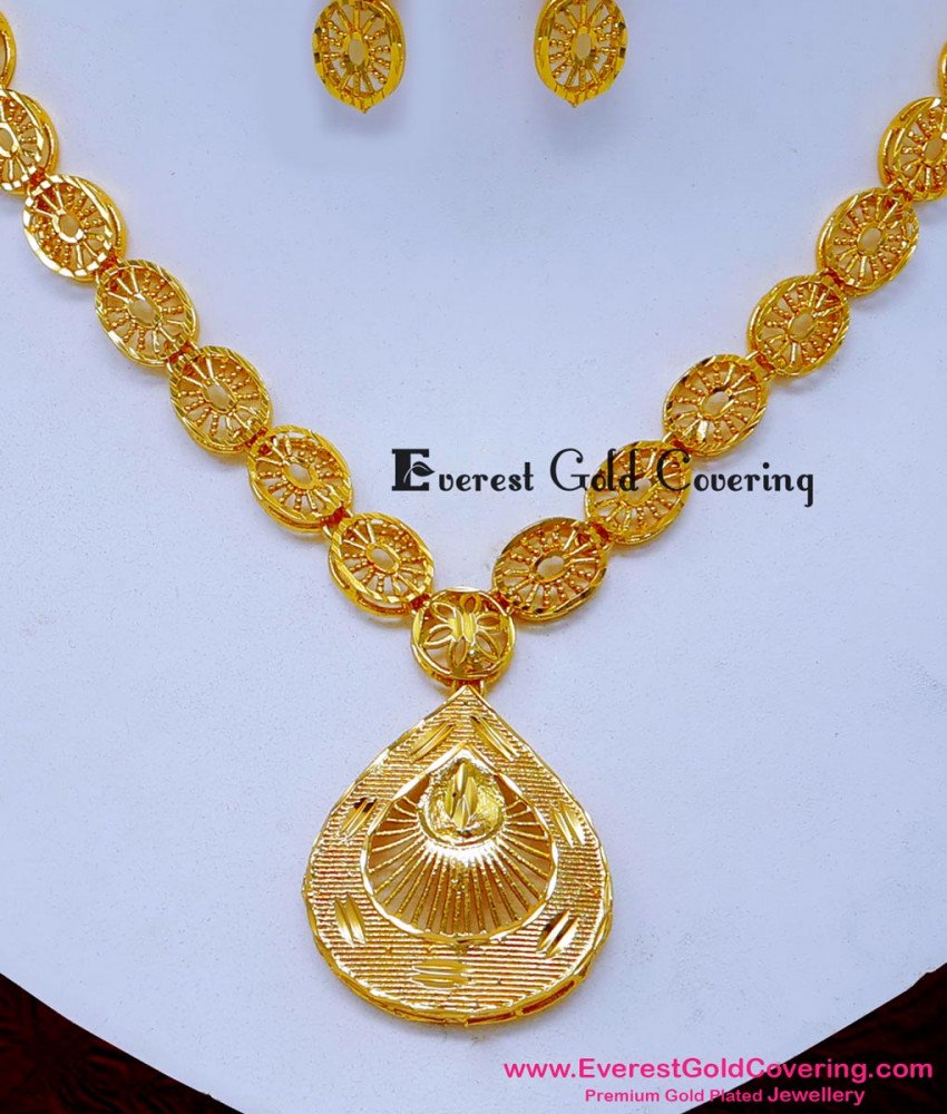 NLC1657 - Modern Dubai Jewelry Necklace Designs Gold New Model