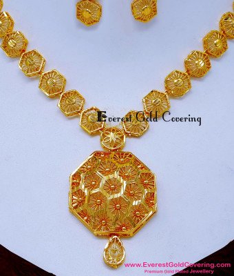 NLC1658 - New Model Turkish Gold Necklace Designs with Earrings