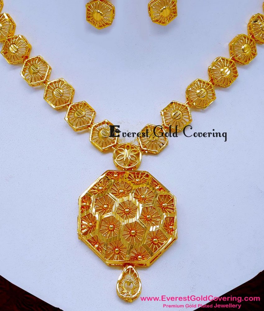 NLC1658 - New Model Turkish Gold Necklace Designs with Earrings