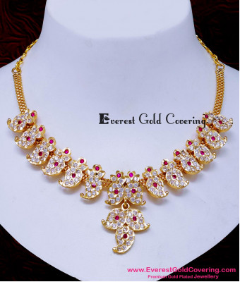 NLC1668 - Bridal Wear Mango Design Necklace Gold Attigai Model