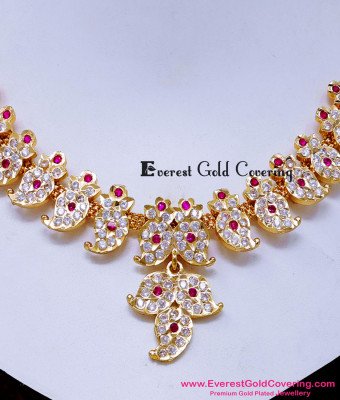 NLC1668 - Bridal Wear Mango Design Necklace Gold Attigai Model