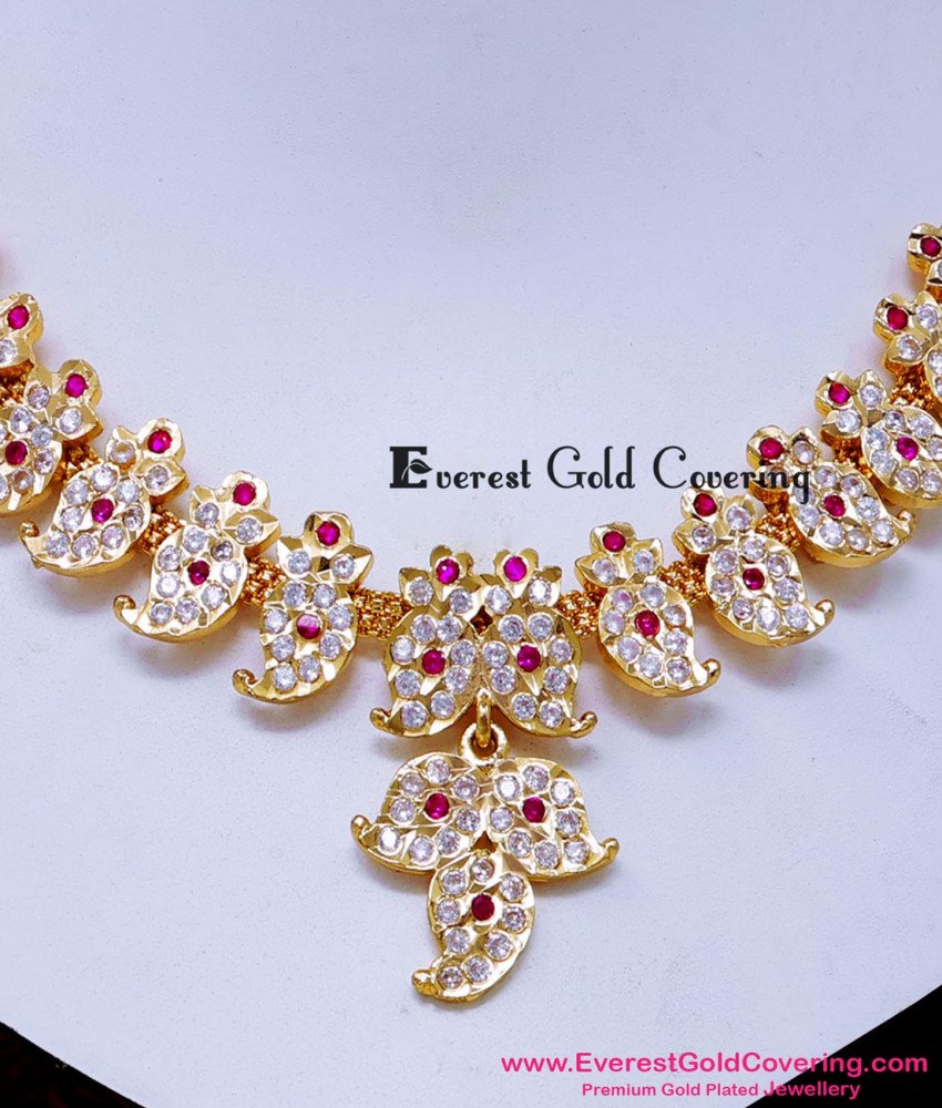 NLC1668 - Bridal Wear Mango Design Necklace Gold Attigai Model
