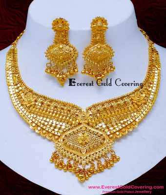 NLC1670 - First Quality 2 Gram Gold Forming Necklace Set for Wedding