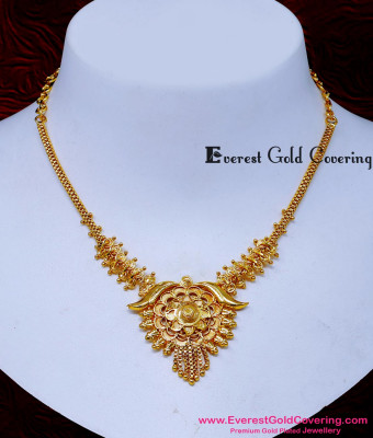 NLC1675 - Simple Daily Wear Gold Plated Necklace for Wedding