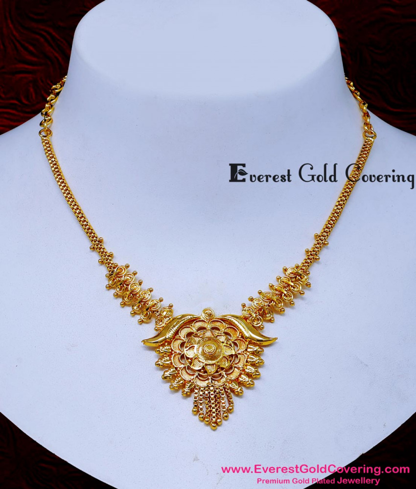 NLC1675 - Simple Daily Wear Gold Plated Necklace for Wedding