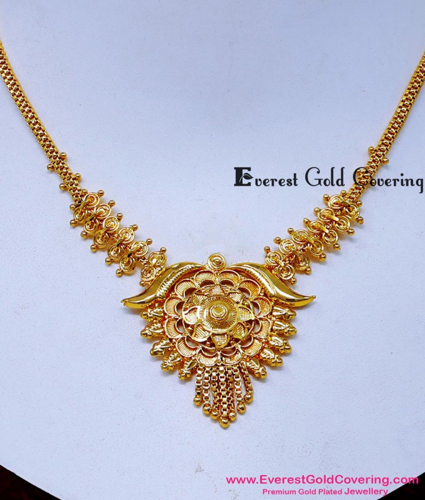 NLC1675 - Simple Daily Wear Gold Plated Necklace for Wedding