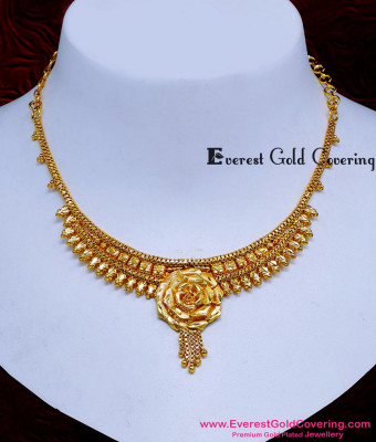 NLC1678 - Latest Flower Design Gold Covering Necklace Design