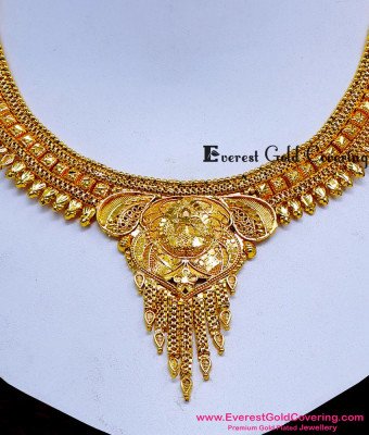NLC1681 - 1 Gram Gold Simple Necklace Designs Online Shopping