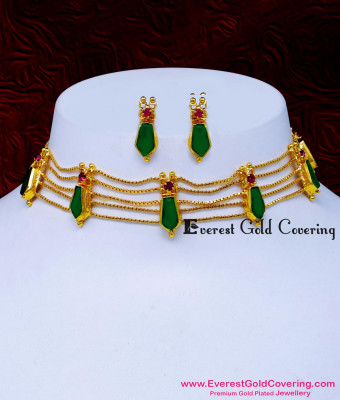 NLC1682 - Traditional Kerala Green Nagapadam Choker Necklace