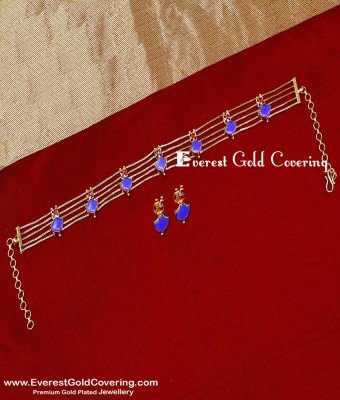 NLC1683 - Kerala Style Palakka Choker Necklace Set for Wedding