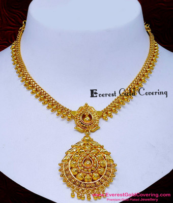 NLC1686 - Traditional Plain Gold Plated Necklace with Guarantee