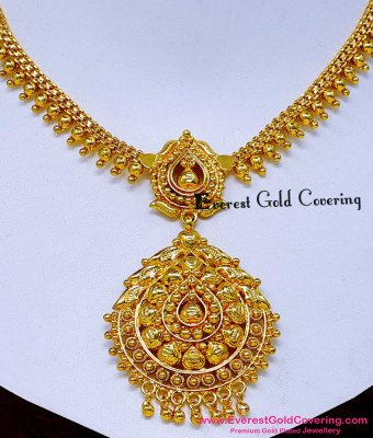 NLC1686 - Traditional Plain Gold Plated Necklace with Guarantee