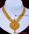 NLC1688 - New Model Leaf Design Ruby Stone Necklace Yellow Gold