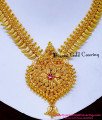 NLC1688 - New Model Leaf Design Ruby Stone Necklace Yellow Gold