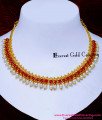 NLC1691 - New Model Red Coral with Pearl Necklace Gold Design