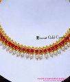 NLC1691 - New Model Red Coral with Pearl Necklace Gold Design