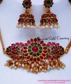 NLC1697 - Trendy Ruby Emerald Antique Mini Choker Necklace Set