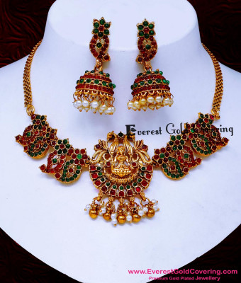 NLC1700 - Antique Jewellery Artificial Kemp Stone Necklace Set