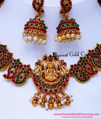 NLC1700 - Antique Jewellery Artificial Kemp Stone Necklace Set
