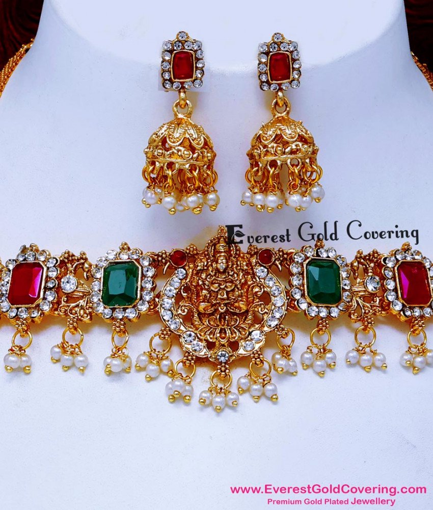 NLC1705 - New Model Multi Stone Antique Choker Necklace Set