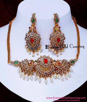NLC1706 - Latest Artificial Diamond Antique Pearl Choker Necklace