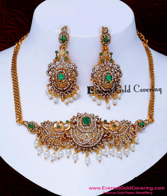 NLC1707 - Bridal Wear Simple Antique Indian Pearl Choker Sets