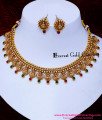 NLC1708 - Beautiful Red And Green Simple Antique Necklace for Saree