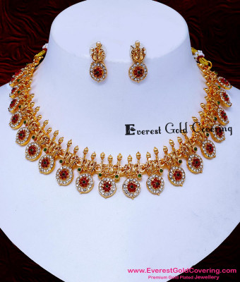 NLC1709 - Latest Antique Gold Jewelry Model Stone Necklace Design