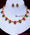 NLC1710 - New Green and Pink Stone Antique Necklace Matching Saree