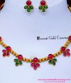 NLC1710 - New Green and Pink Stone Antique Necklace Matching Saree
