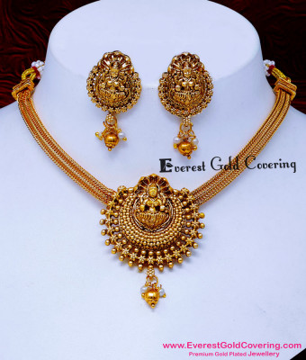 NLC1711 - Traditional Antique Jewellery Silver Necklace Set Online