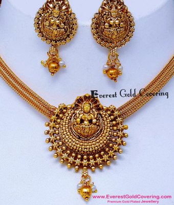 NLC1711 - Traditional Antique Jewellery Silver Necklace Set Online