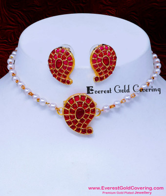 NLC1720 - Trendy Single Line Light Weight Pearl Choker Necklace Set