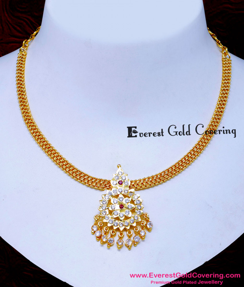 NLC1721 - Traditional Simple 24k Gold Plated Attigai Necklace