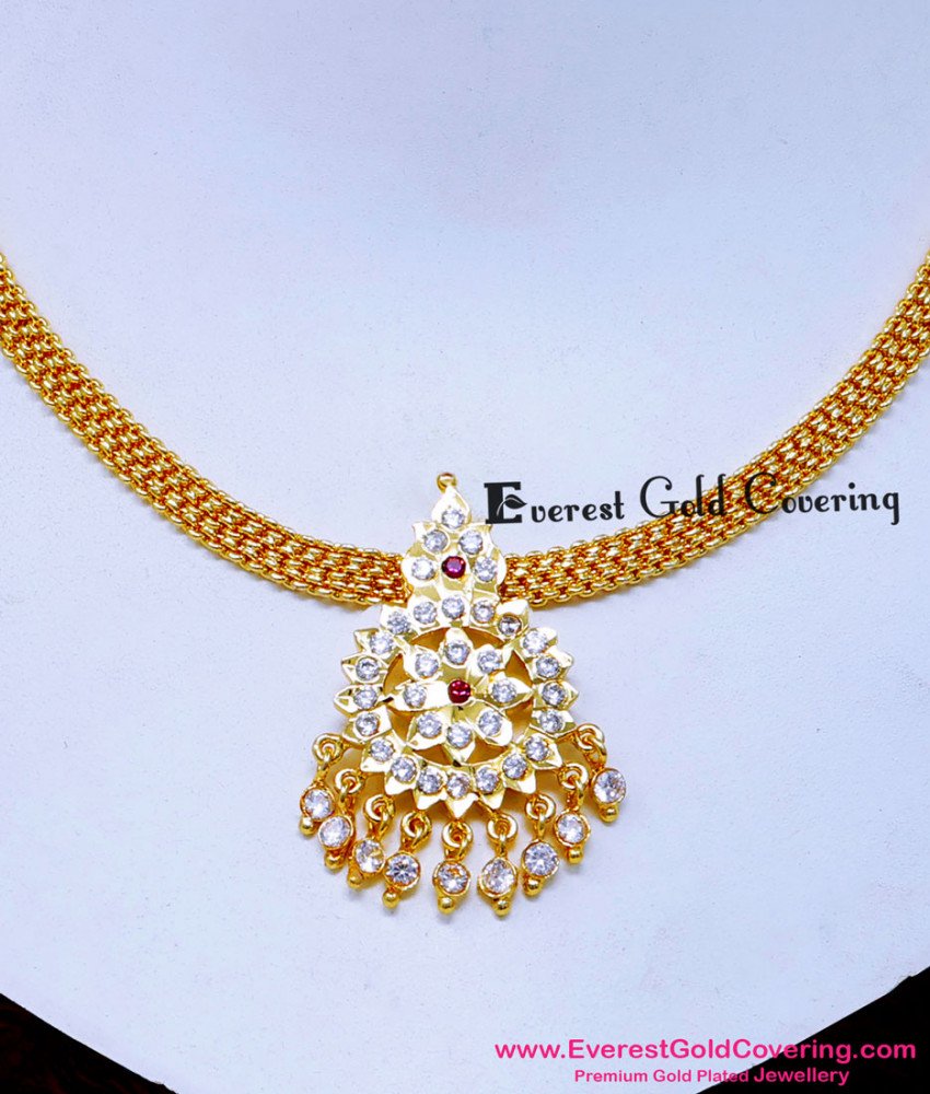 NLC1721 - Traditional Simple 24k Gold Plated Attigai Necklace